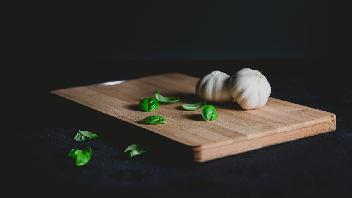 Fresh ingredients on a wooden table